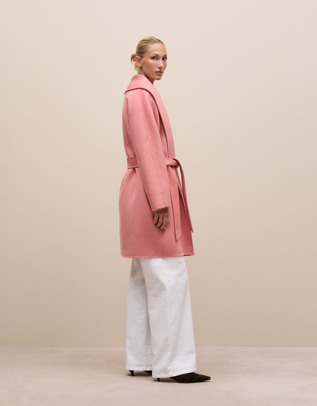Trenery - Brushed Wool Wrap Coat in Dusty Rose