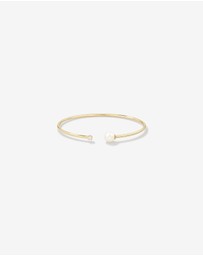 Michael Hill - Cultured Freshwater Pearl and Diamond Torque Bangle in 10kt Yellow Gold