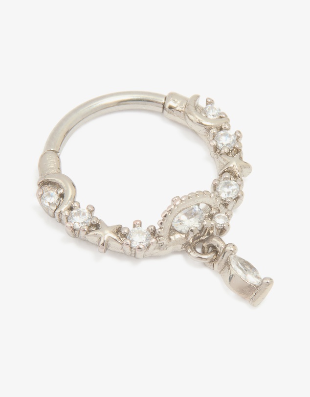 Lovisa - Titanium Cubic Zirconia Drop Clicker Ring