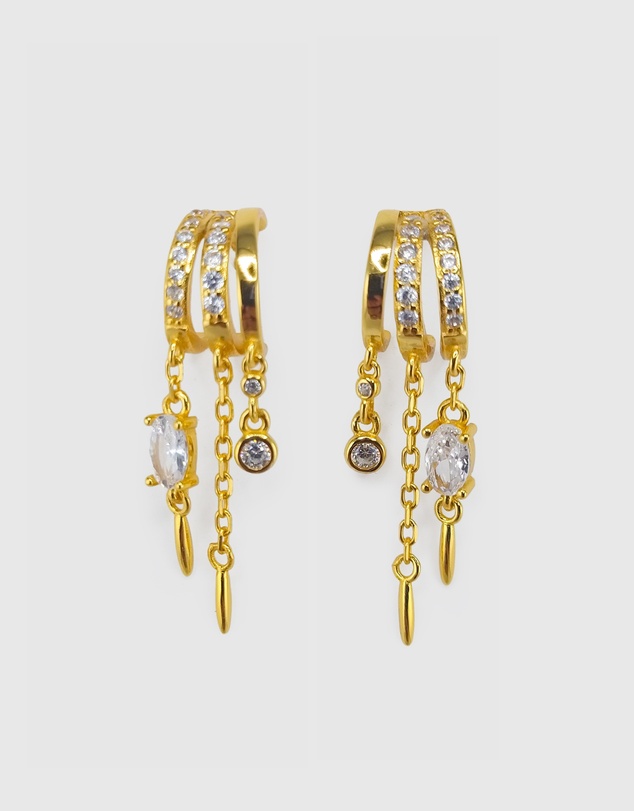 Izoa - Priya 3-in-1 Trio Huggie Earrings