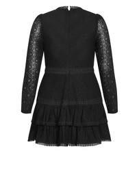 City Chic - Plus size Gabriella Lace Ruffle Mini Dress - black