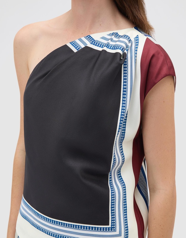 Oroton - Silk Scarf One Shoulder Top
