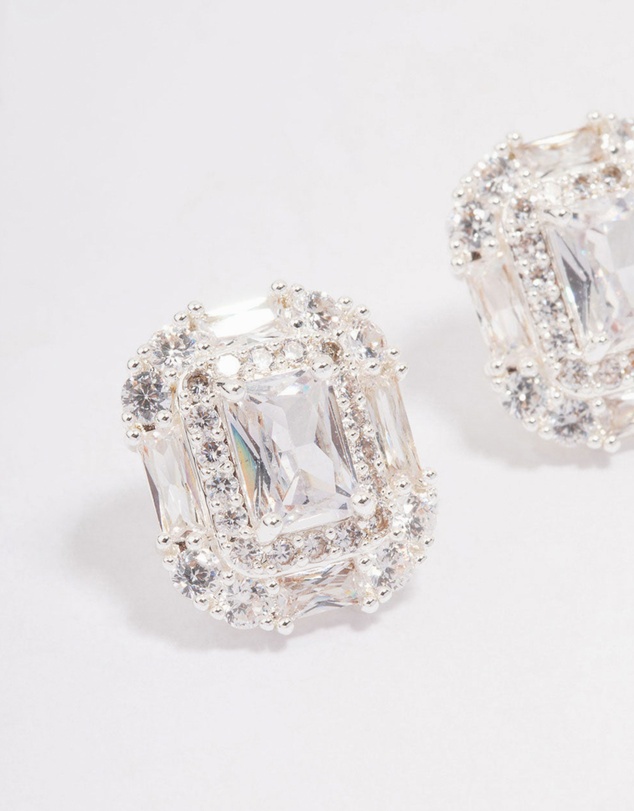 Lovisa - Silver Multi Cubic Zirconia Square Stone Stud Earrings