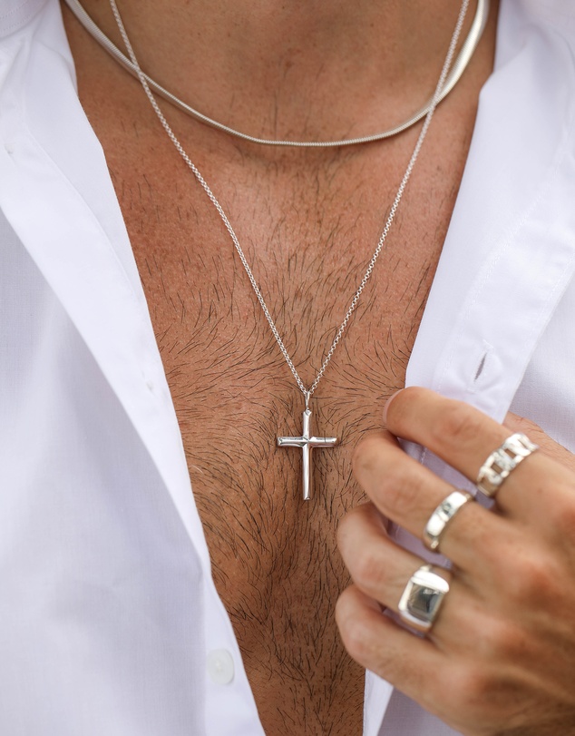Kuzzoi - ICONIC EXCLUSIVE - Long Necklace with Cross Pendant in 925 Sterling Silver