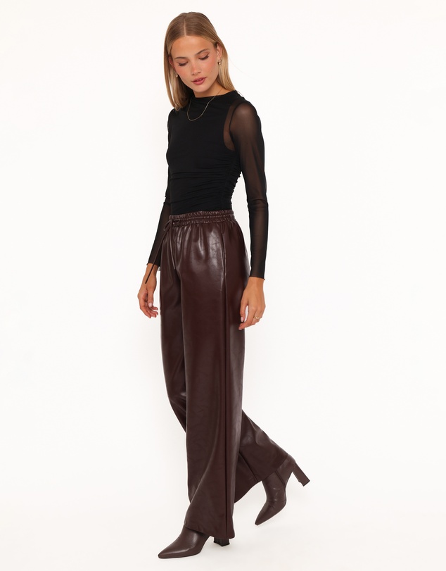 Petal & Pup - Saffron Vegan Leather Wide Leg Pant - Burgundy