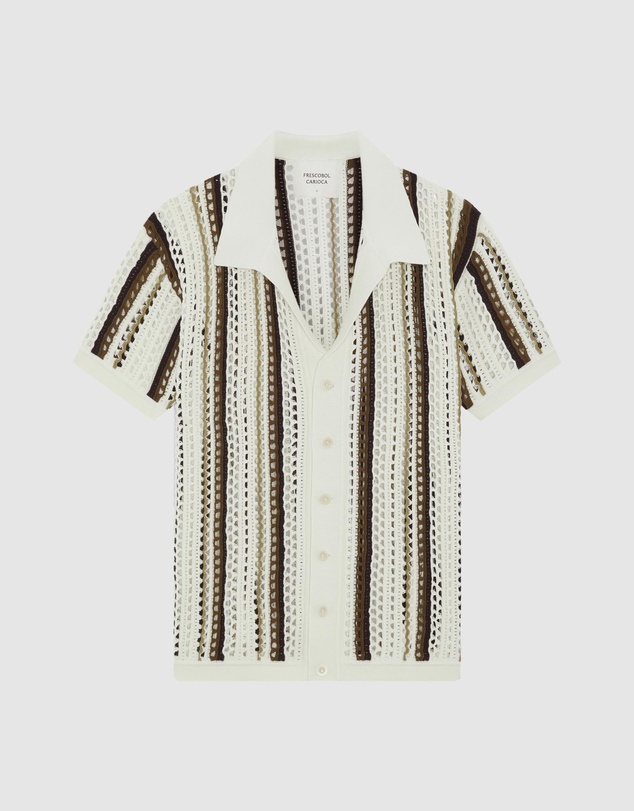 Frescobol Carioca - Pinto Cotton Stripe Crochet SS Shirt