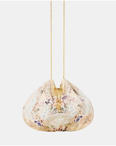 Camilla - Drawstring Pouch Bag With Chain Strap