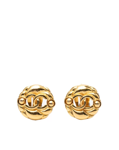 Pre-Loved by Azura Reborn - Pre-Loved Gold Plated CC Round Clip On Earrings