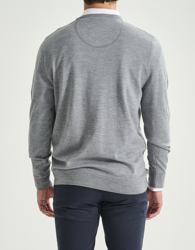 3 Wise Men - 3 Wise Men Fisher V Neck - Grey Marle
