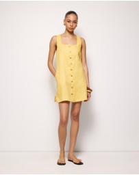 AERE - Bari Linen Button Down Mini Dress