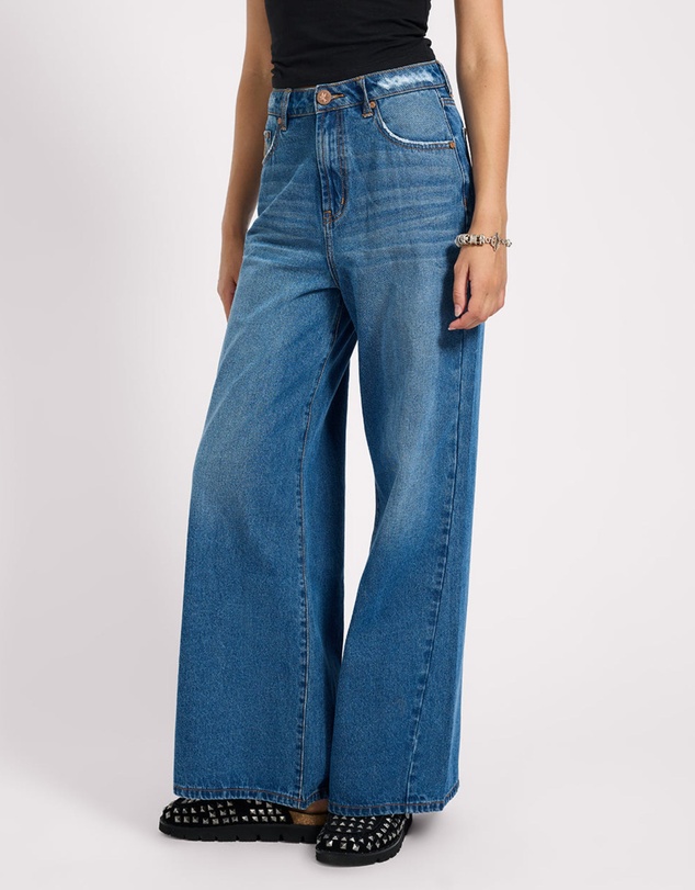 ONE TEASPOON - Love Machines High Waist Super Wide Leg Denim Jeans - Pacifica