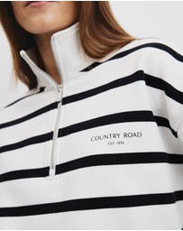 Country Road - Australian Cotton Stripe Zip Collar Sweat