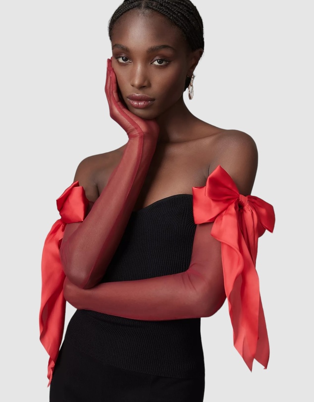 High Heel Jungle - Madamoiselle Bow Glove - Ruby Red