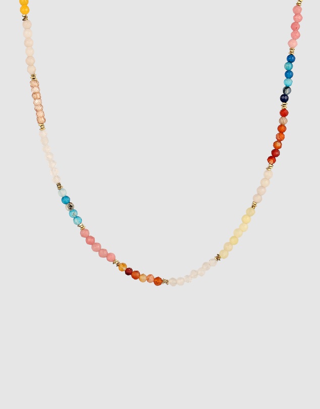 Elli Jewelry - Necklace Agate Beaded Summer 925 Sterling Silver Gold-Plated