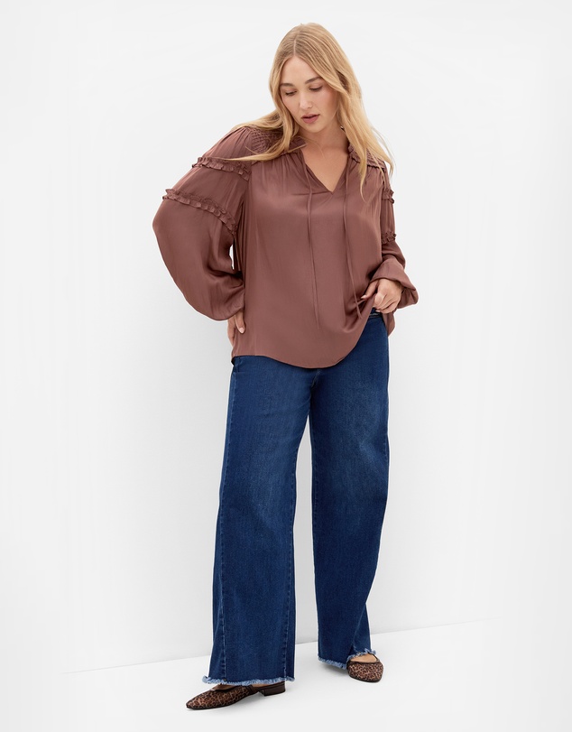 City Chic - Plus size Drama Queen Long Sleeve Shirt - cinnamon