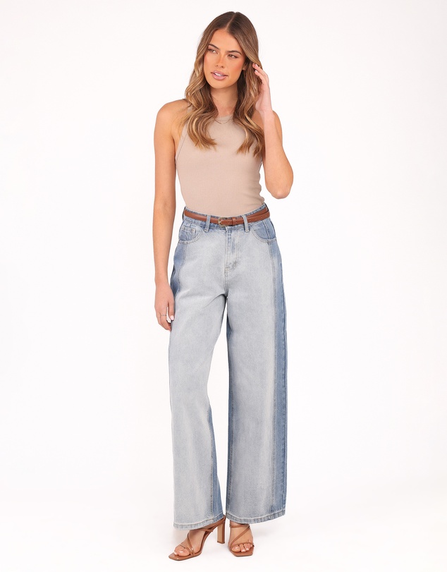 Petal & Pup - Yuri Wide Leg Jeans - Two Tone Blue