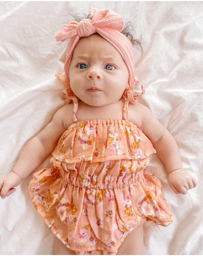 WITH LOVE FOR KIDS - Cotton Muslin Ruffle Playsuit - Babies