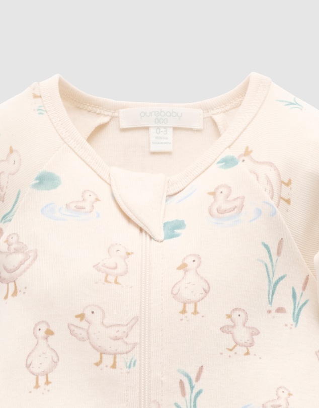 Purebaby - Printed Zip Growsuit-Kids-Babies