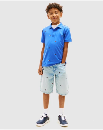 Tommy Hilfiger - Regular Fit Wavy Flag Embroidery Polo Shirt - Teens