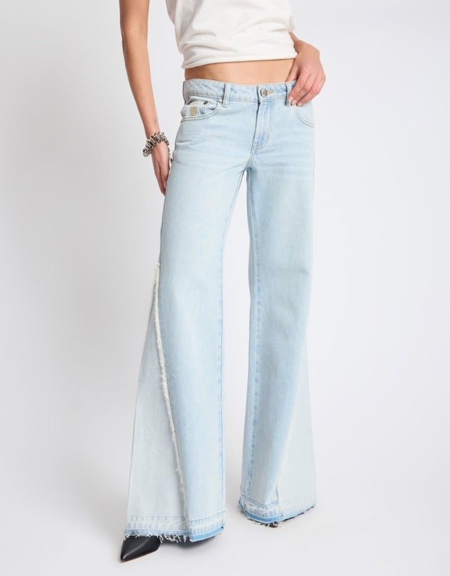 ONE TEASPOON - Johnnies Low Waist Wide Leg Flared Denim Jeans - Cosmic Blue