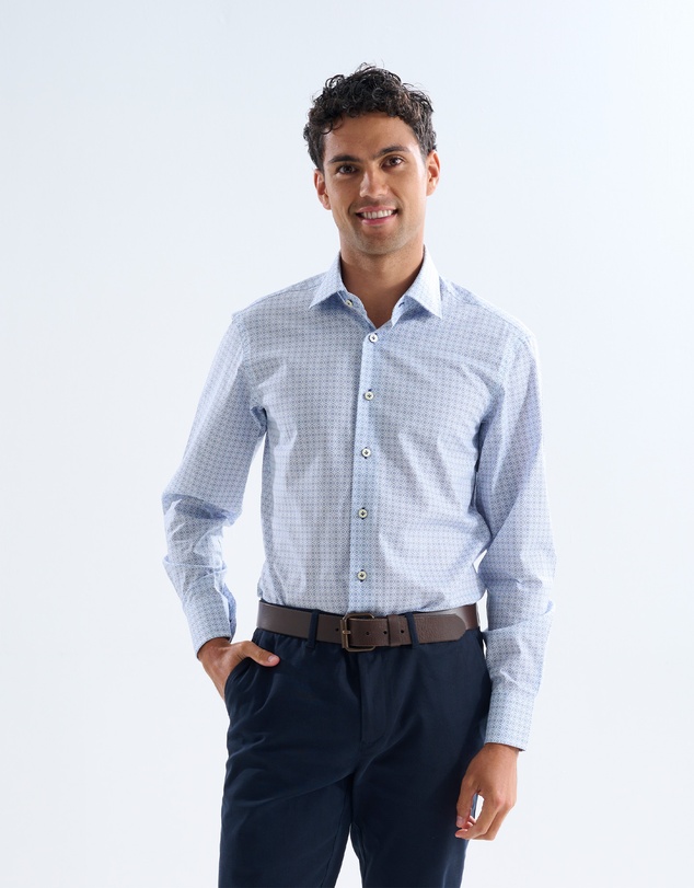 3 Wise Men - 3 Wise Men Whitmore Blue Print Shirt