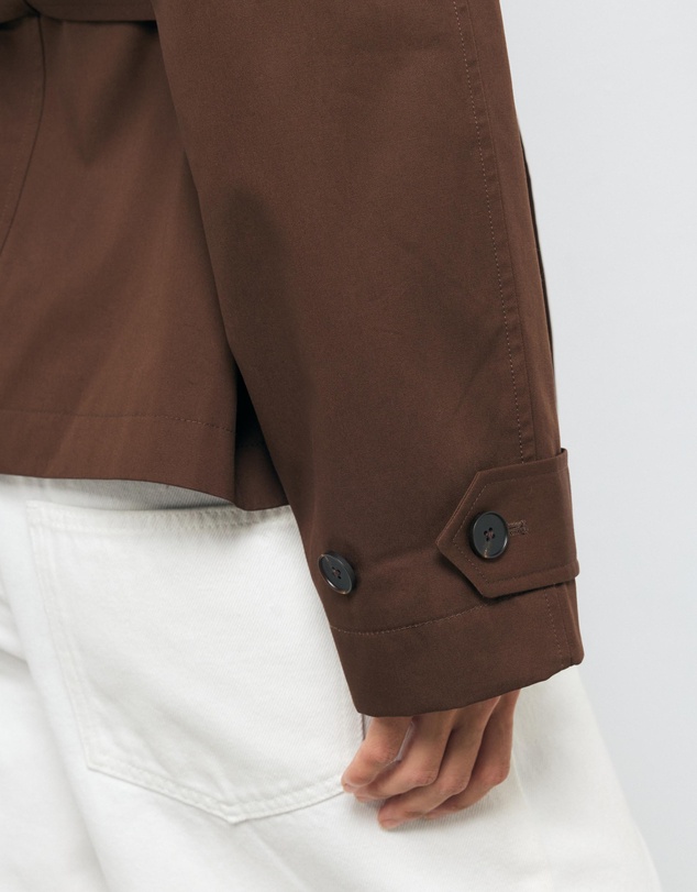 AERE - Sadie Funnel Neck Crop Trench Coat