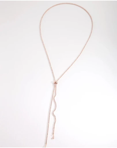 Lovisa - Cubic Zirconia Rose Gold Lariat Necklace