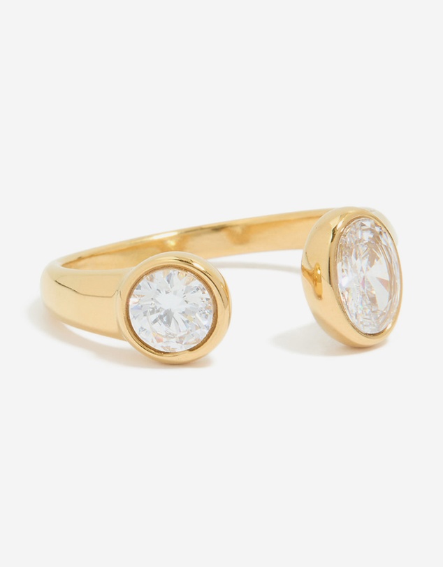 Lovisa - Waterproof Gold Plated Stainless Steel Oval & Round Cubic Zirconia Open Ring