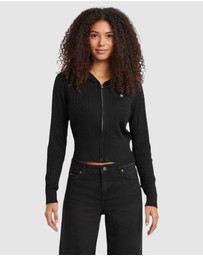 GUESS - GUESS JEANS Cable-Knit Hooded Cardigan