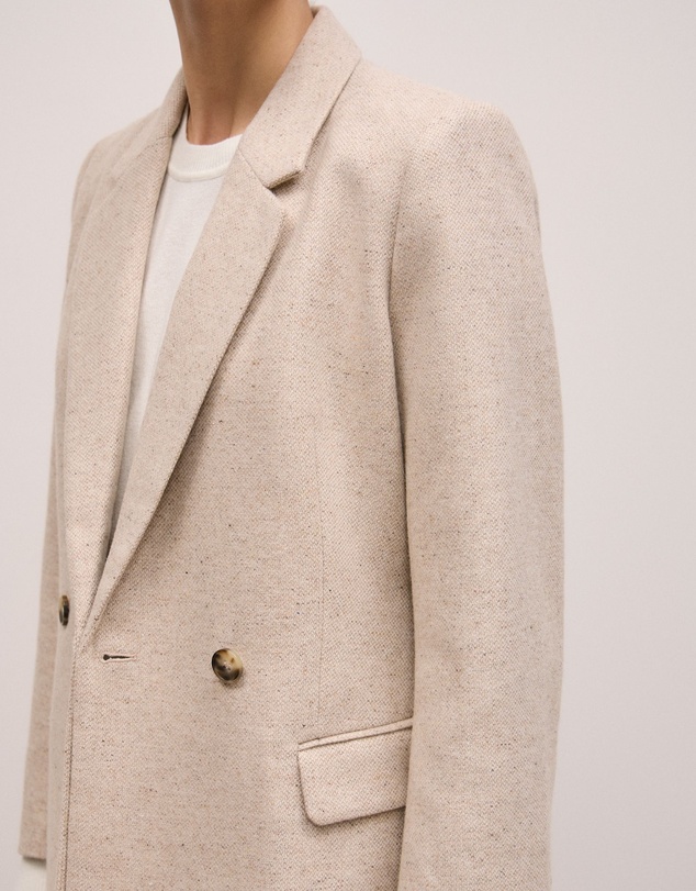 Trenery - Italian Wool Blend Flecked Blazer in Oat Marle