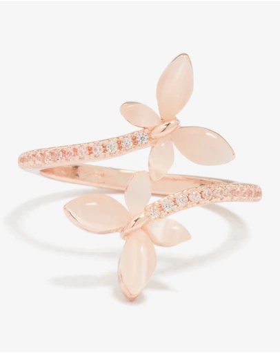 Lovisa - Rose Gold Cubic Zirconia Open Butterfly Ring