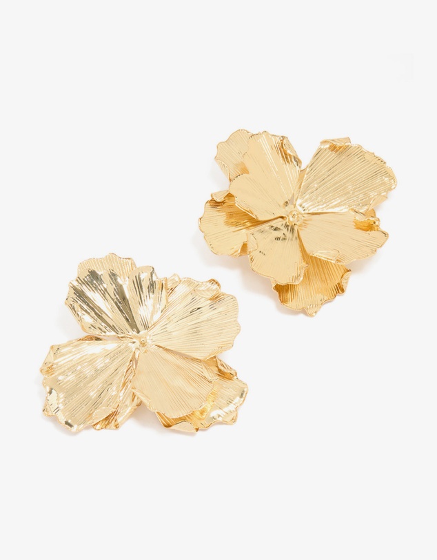 Lovisa - Gold Plated Large Organic Petal Flower Earrings