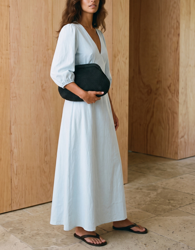 Atmos&Here - Molli V-Neck Short Sleeve Midi Dress