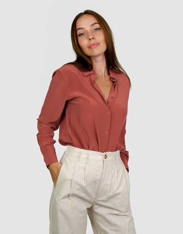 The Fable - Terra Cotta Silk Shirt