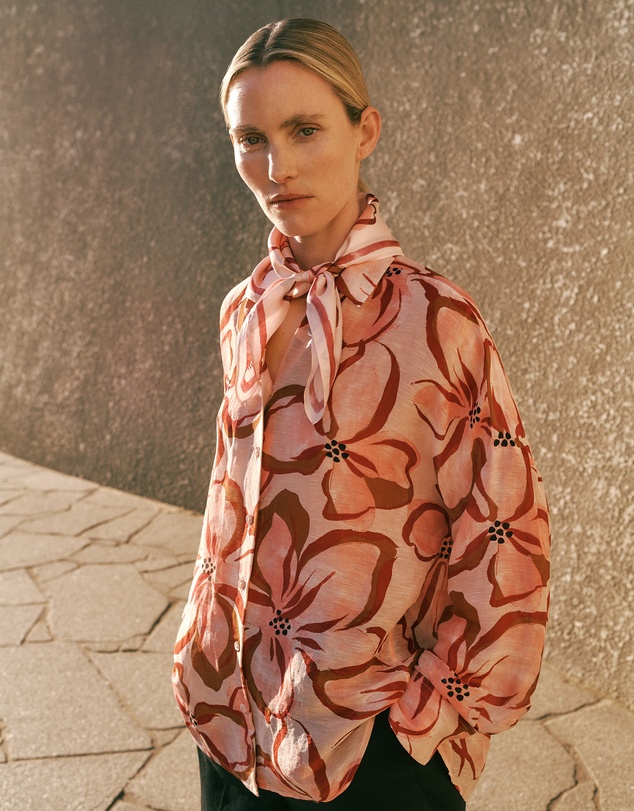Trenery - Peony Linen Silk Resort Shirt in Soft Pink