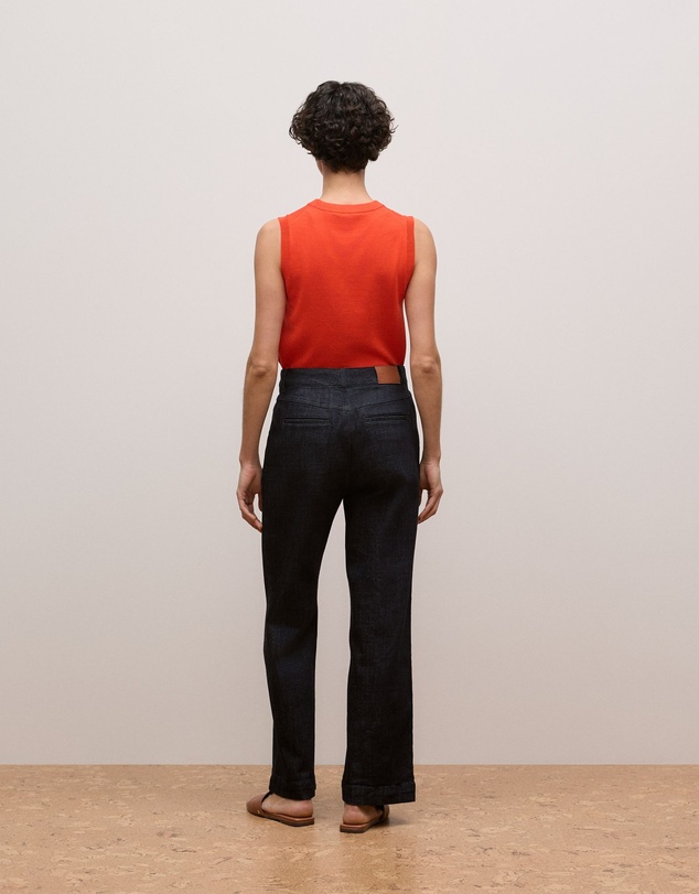 Trenery - Australian Cotton Blend Denim Tailored Pant in Blue Black