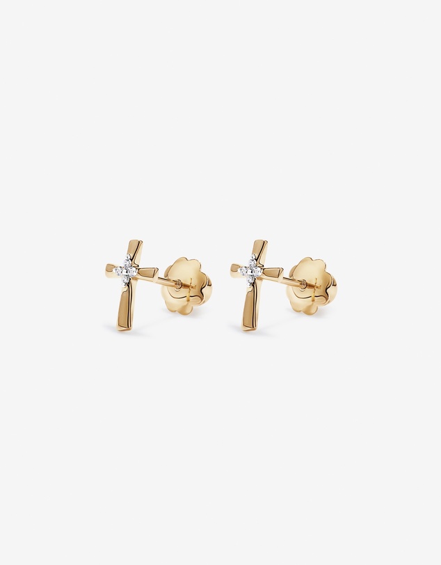 Michael Hill - Children's Cubic Zirconia Cross Stud Earrings in 10kt Yellow Gold