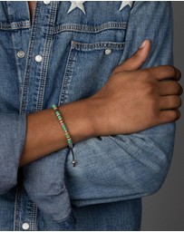 Nialaya Jewellery - Men's Beaded Bracelet with Green Disc Beads