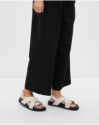 AERE - Crossover Leather Footbed Sandals