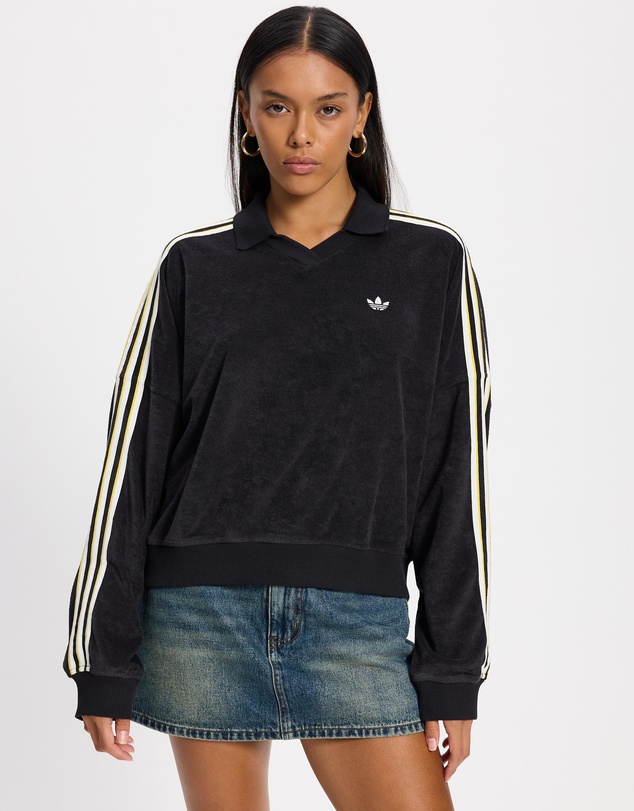 adidas Originals - Terry Towel V-Neck Long Sleeve Top