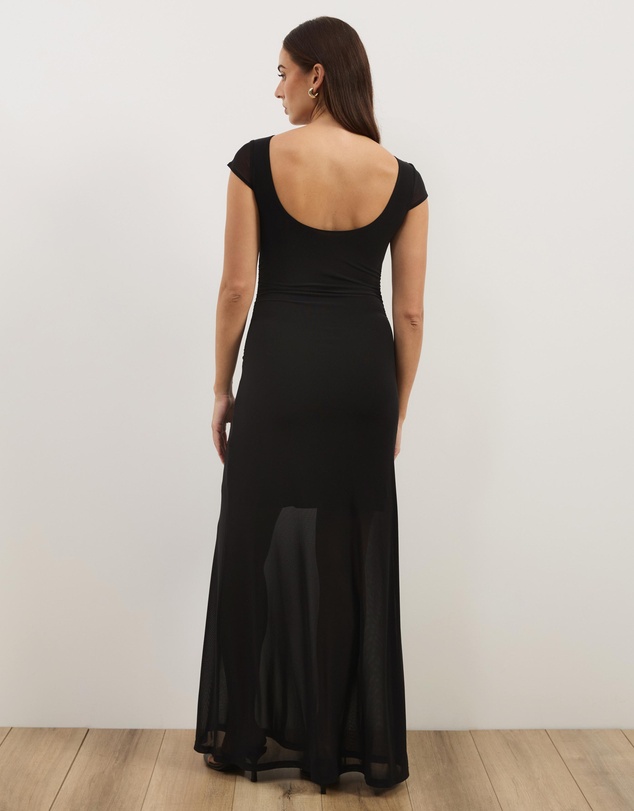 Atmos&Here - Rowe Mesh & Jersey Cap Sleeve Maxi Dress