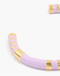 Lovisa - Waterproof Gold Plated Stainless Steel Lilac Enamel Striped Wrist Cuff