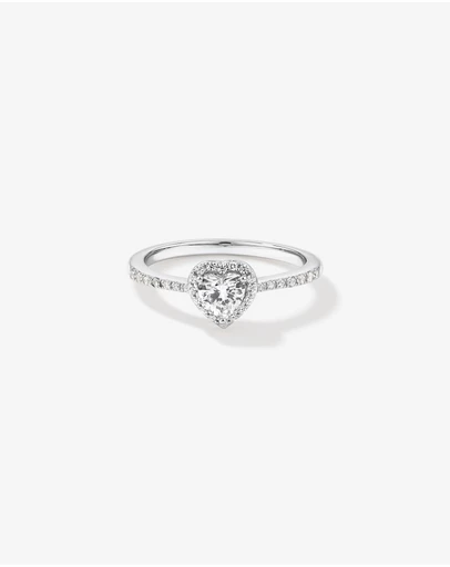 Michael Hill - Pave Heart Cubic Zirconia Halo Ring in Sterling Silver
