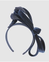 Max Alexander - Large Navy Velvet Bow Racing Fascinator