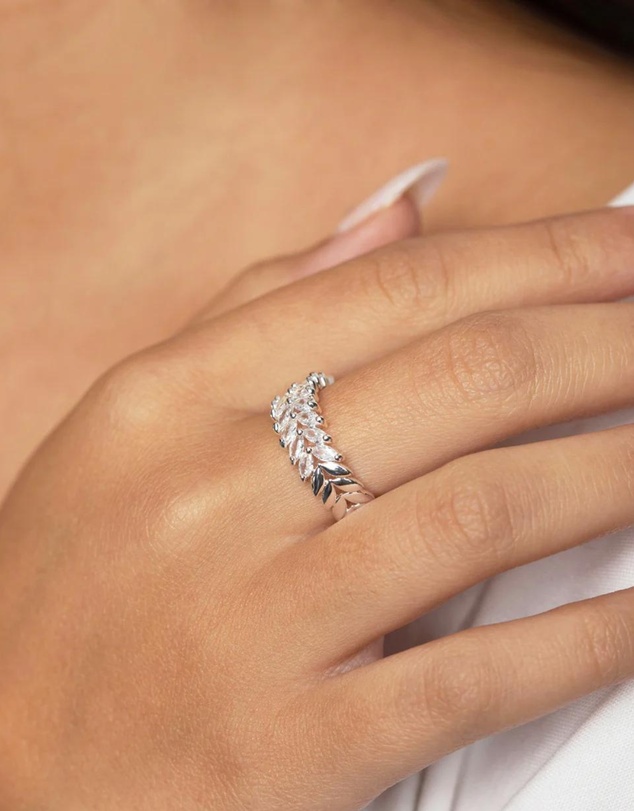 Lovisa - Silver Plated Cubic Zirconia Navette Ring