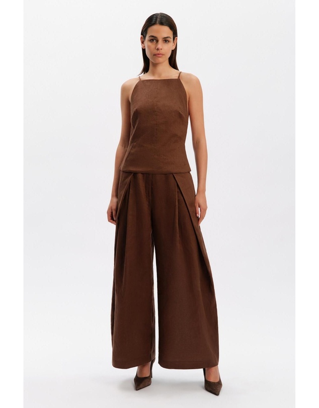 Bardot - Arelia High Neck Linen Top