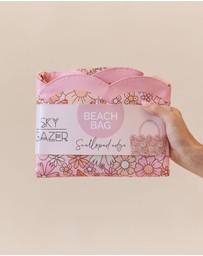 Sky Gazer - Scalloped Edge Beach Bag- Flower Power