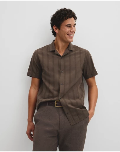 Country Road - Regular Fit Short Sleeve Textured Stripe Shirt