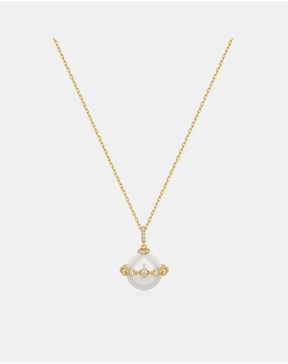 Ania Haie - Gold Shell Pearl Halo Evil-Eye Necklace