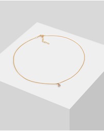 Elli Jewelry - Necklace Choker with Tourmaline Quartz Solitaire in 925 Sterling Silver gold plated